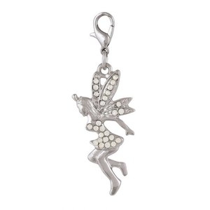 Ciondolo in cristallo argentato Fairy Charm con ali e strass per la creazione di gioielli - Product Image 1