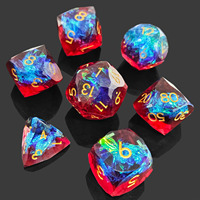 Ensemble de dés en résine rouge et bleu vif, 7 pièces, dés polyédriques avec des chiffres dorés, pour jeux de rôle sur table, Dungeons and Dragons
