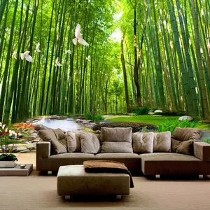 Custom 3D Photo Wallpaper Bambu Floresta Natureza Paisagem Grande Pintura De Parede Sala De Estar Sofá Quarto Decoração De Parede Papel Mural