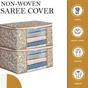 Chiku marron haute qualité Transparent Saree sac de rangement à la main Saree travail Saree couverture pour femmes au prix de gros - Product Image 4