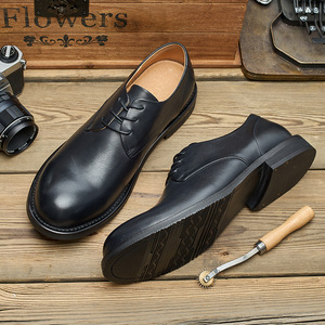Scarpe Casual da <span class=keywords><strong>Uomo</strong></span> in Vera Pelle di Vacchetta, Stile Americano Retrò, Punta Tonda, <span class=keywords><strong>Basse</strong></span>, con Lacci, Traspiranti - Product Image 4