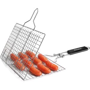 PENOBON Fish Grilling <b>Basket</b> Stainless Steel Foldable <b>Rectangular</b> BBQ Grill <b>Basket</b> for Vegetables Shrimp Cooking Barbecue - Product Image 5