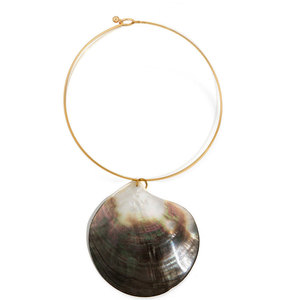 Trendy 14k 18k PVD Gold Plated 316L Stainless Steel Fine Jewelry Big <b>Shell</b> Statement Large <b>Choker</b> Pendant Necklace For Women - Product Image 5
