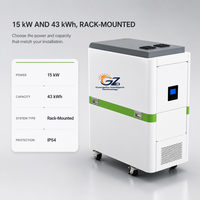 Système de stockage d'énergie solaire industriel tout-en-un monté sur rack, onduleur-batterie 15KW 43KWh LiFePO4 hybride hors réseau CE UL1973