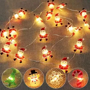 2M 20Lights Santa Christmas Light Ornaments Gifts Christmas Decorations Hanging Led Christmas String Lights with Battery