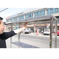 Kiosque en acier inoxydable avec roulettes, chariot mobile pour stands de snacks, kiosque en verre ou en PMMA pour marché nocturne avec roulettes