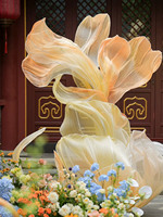 Décoration géante en organza en forme de fleur personnalisée pour mariage d'automne, cérémonie d'anniversaire, aménagement extérieur, installation artistique