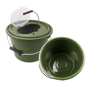 Cubo de Pesca Duradero de Plástico Aislado de Doble Capa con <span class=keywords><strong>Tapa</strong></span> Transparente para Carnada Viva - Accesorios de Pesca para Exteriores - Product Image 2