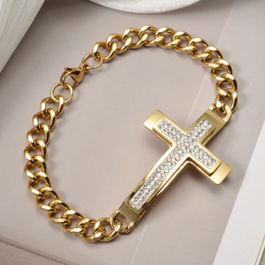 unisex chunky cuban <b>crystal</b> cross bulk wholesale <b>bracelet</b> personnalisé stainless steel <b>bracelets</b> - Product Image 5