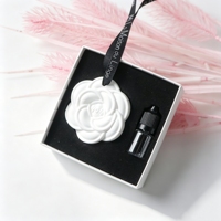 Diffuseur d'huiles essentielles en céramique et plâtre parfumé, en forme de fleur, pour voiture, avec logo personnalisé, à suspendre