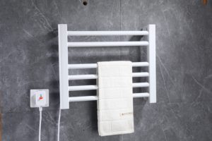 Sèche-serviettes électrique mural moderne en acier au carbone, style échelle, 6 barres, pour usage hôtelier, séchage de serviettes de salle de bain - Product Image 4
