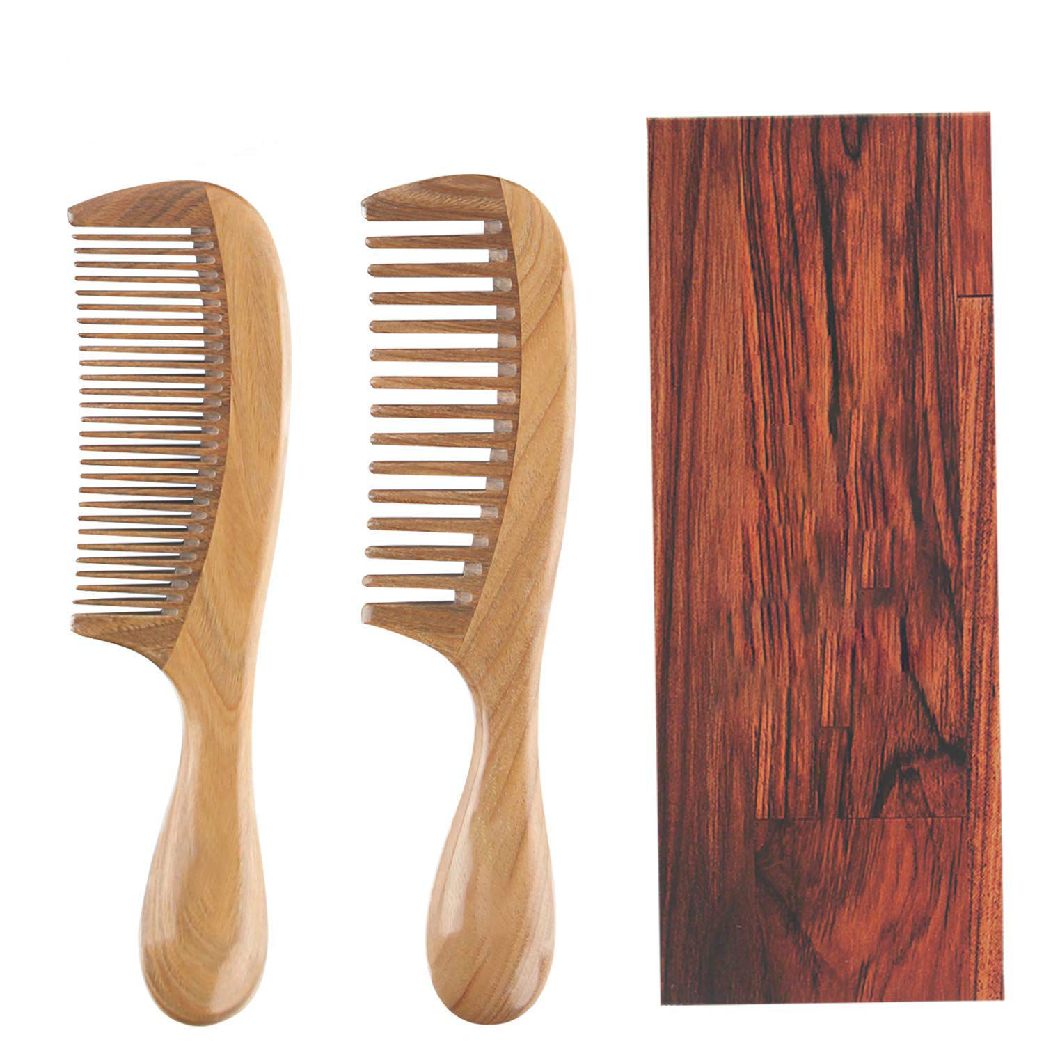Green Sandalwood Wide Tooth Aroma Handmade Hair Comb - PureGLO Naturals - View #4