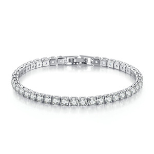 <span class=keywords><strong>Bracelet</strong></span> Tennis <span class=keywords><strong>pour</strong></span> Femmes Plaqué Or Blanc, Oxyde de Zirconium 4 MM - Product Image 1