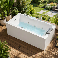 Baignoire ovale moderne luxueuse autoportante en acrylique de 67 pouces avec massage par air et sol ergonomique antidérapant pour petite salle de bain