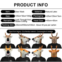 Masque animalier en latex Tête de cerf Sika pour Halloween, fête costumée, accessoire de déguisement amusant pour adulte, support personnalisé, vente en gros