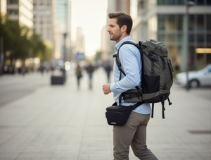 Borsa da uomo in nylon rettangolare con chiusura a cerniera solida per viaggi all'aperto - Product Image 2