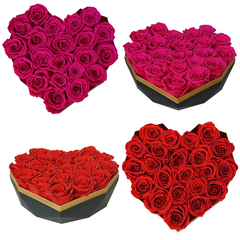 सबसे अच्छा बेच संरक्षित फूल पौधों अनन्त गुलाब उपहार बॉक्स के साथ विभिन्न रंग अनन्त फूल दिल के आकार का
