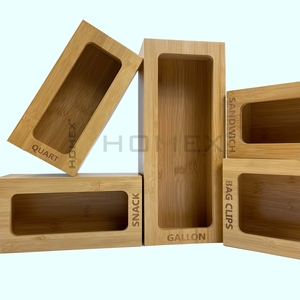 Bamboo drawer organizer bamboo wood sealing food bag holder storage box