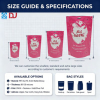 Sachets Doypack Rose Mat en Gros avec Fermeture Éclair, Emballage Plastique de Qualité Alimentaire pour Aliments et Friandises pour Animaux de Compagnie