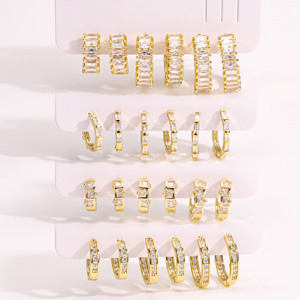 CM Jewelry Ingrosso Set di <span class=keywords><strong>Orecchini</strong></span> da <span class=keywords><strong>Donna</strong></span> in Ottone Placcato <span class=keywords><strong>Oro</strong></span> 14k con Zirconi, Eleganti e di Tendenza, Idea Regalo per Appuntamento - Product Image 1