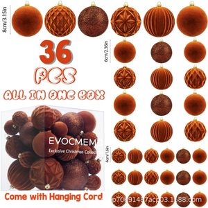 ของตกแต่งคริสต์มาส Evocmemo 36 ชิ้น ลูกบอลกำมะหยี่สีแดง พลาสติกกันแตก สำหรับตกแต่งต้นคริสต์มาส - Product Image 5