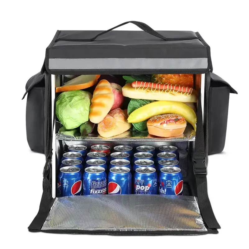 Custom Factory large capacity folding Food Delivery Insulation Bag Removable Polyester Insulated Pouch Cooler Bag Backpack