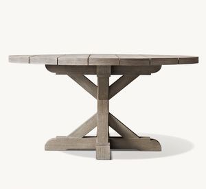 Tavolo da Pranzo Rotondo in Teak Stile Belga Vintage per Esterni - Product Image 2