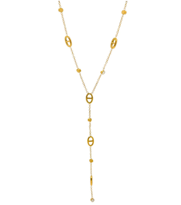 Collar de Acero Inoxidable con Borla de Nariz de Cerdo Estilo Clásico, Chapado en Oro de 18k, Exquisito Collar de Clavícula para Mujer - Product Image 1