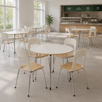 Table à manger ronde moderne et durable en bois avec pieds en acier inoxydable de 3,93 pieds pour 4 personnes