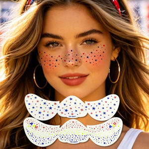 Adesivi per Tatuaggi Patriottici USA, Impermeabili, Glitterati, con Stelle e Bandiera, Tatuaggi Temporanei per il Viso per il 4 Luglio e il Giorno dell'Indipendenza - Product Image 5