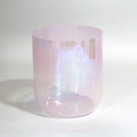Gradient Pink Aurora Transparent Crystal Singing Bowl Pot Healing Meditation Music Percussion Musical Instrument Yoga