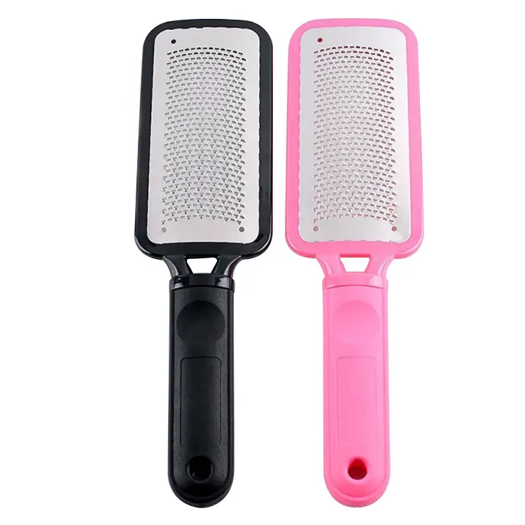 Hot pink foot file callus removal plastic handle stainless steel foot file for manicure foot care tool