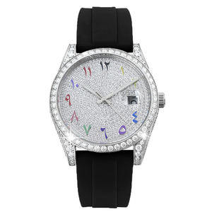 Reloj de Moissanita de Lujo con Movimiento Mecánico, Estilo Hip Hop, Correa de Goma Negra, Disponible en Varios Colores para Hombre y Mujer - Product Image 4