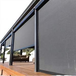 Stores verticaux motorisés en métal, coupe-vent, avec fermeture éclair, pour extérieur, modernes, unis, imperméables, protection solaire et contre le vent pour patio - Product Image 4