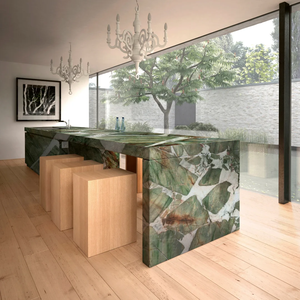 Vente en gros d'usine, dalle de marbre naturel, carreaux d'onyx vert, mur de <span class=keywords><strong>télévision</strong></span>, table basse, table à manger, comptoirs de cuisine, sol, usage décoratif - Product Image 6