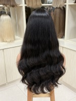Nouvelle Arrivée Perruque Lace Front Bouclée Noire Naturelle avec Frange, 100% Cheveux Humains Vierges, Perruque Bouclée Volumineuse et Rebondissante pour Femmes