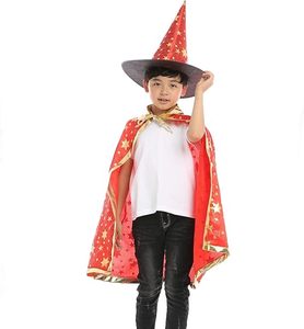 Capa de Mago 2024 con Sombrero, Accesorios de Halloween para Niños, Disfraz de Bruja de Alta Calidad para Niños, Capa Suave y Cómoda, Conjunto de Halloween - Product Image 3