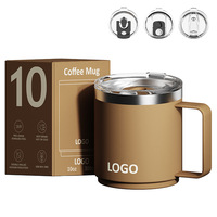 Mug isotherme sous vide de 10 oz en acier inoxydable 304 avec poignée, tasse minimaliste moderne pour la maison et le bureau