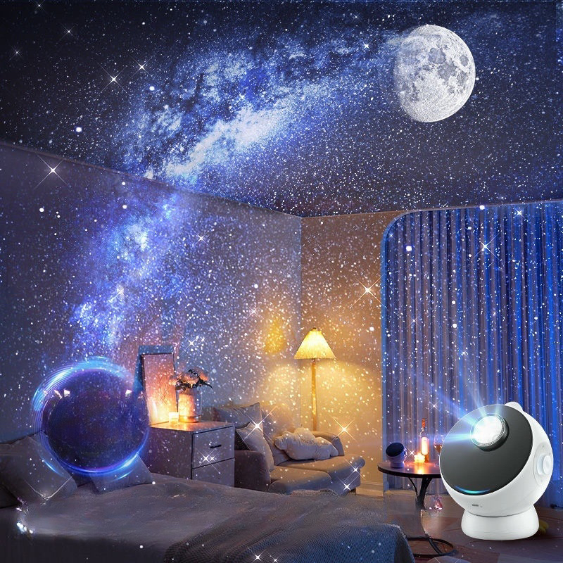 8 In 1 LED UFO Star Projector Night Light Projection Galaxy Starry Sky Rechargeable Projector Lamp Kids Room Ceiling Decoration