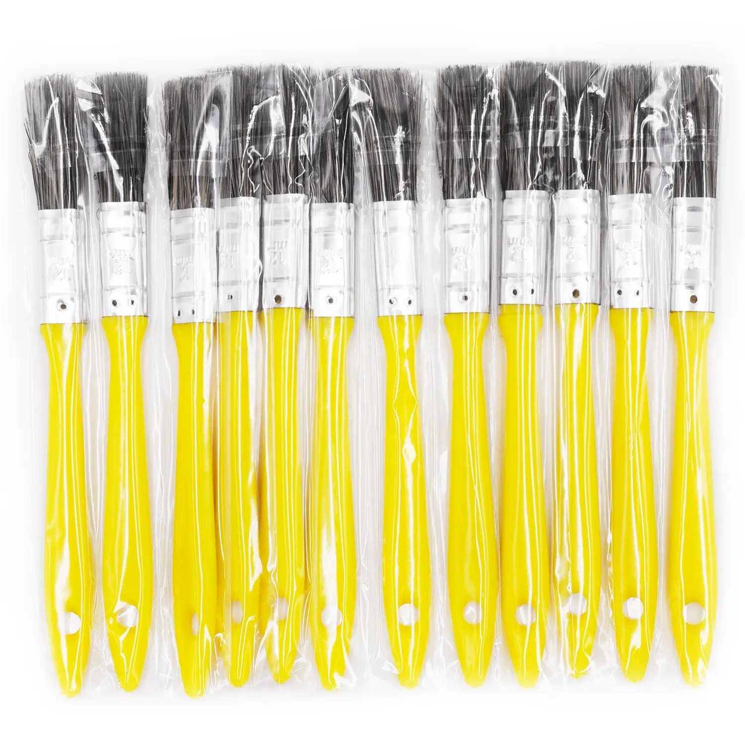12 packs 1/2 inch flat mouth bristles paint brushes plastic handle wall brush chip brush
