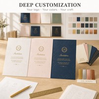 Tarjeta de Invitación de Lujo de Papel Artístico con Sobre, Tarjeta de Mesa, Set Personalizado para Foro de Alumni, Emblema de Lámina Dorada, Kit de Bajo MOQ