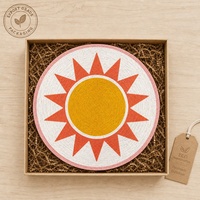 Set de table rond en perles de verre blanches imprimées sur mesure, motif géométrique bohème soleil éclatant, pour la vente en gros