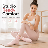 Chaussettes de yoga en coton tricoté personnalisées de haute qualité pour femmes, antidérapantes, pour Pilates et fitness, avec grip et lanières