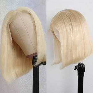 שיער הודי טרי hd מלא תחרה פאה 613 <span class=keywords><strong>bob</strong></span> בלונדינית קצר פאה בלונדינית pig remy שיער אדם פאות - Product Image 2