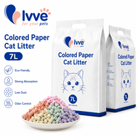 Litière pour chat en papier coloré OEM 7L, emballage personnalisé, litière pour chat en granulés de papier biodégradable pour les marques animales mondiales