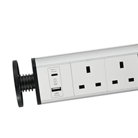 Prise de courant escamotable ABS sans fil pour cuisine, bureau, table, avec chargeur intégré et prise britannique