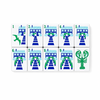 Jeu de Mahjong en Acrylique Thème Portuaire 160 Tuiles Design Balise et Phare Côtier Luxe Portable Durable Cadeaux Nautiques Décoration