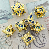 Ensemble de 7 dés DND en métal massif vert émeraude à grande ouverture, dés polyédriques Dragon pour jeux de société Dungeons & Dragons, jeux de rôle fantastiques, robustes