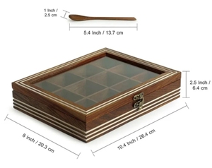 Indian Manufactured Wooden Spice <b>Box</b> Handmade Wooden Masala <b>Box</b> For Kitchen Spice Storage Use Available For Sale - Product Image 1