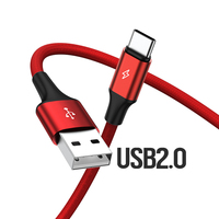 LOGO Panjang Dapat Disesuaikan Warna Merah Abu-abu USB2.0 480Mbps Transfer Data Aluminium Alloy 1M 2M 3M Kabel USB a ke USB-C untuk Android